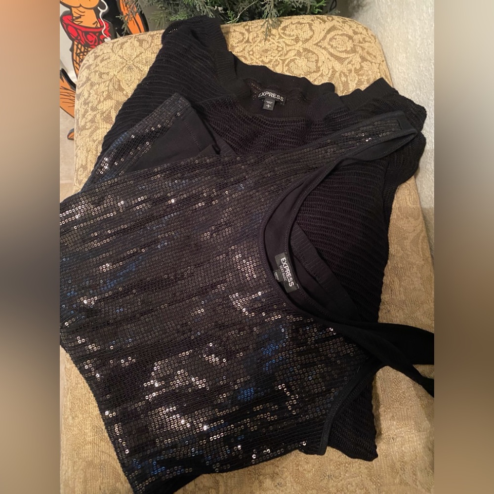 Express Sequin and Sweater Tops Size Large